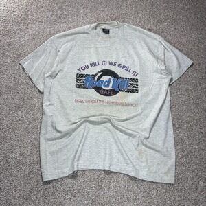 Vintage Road Kill Cafe Shirt Mens XL Gray Double Sided Graphic Made USA 90s